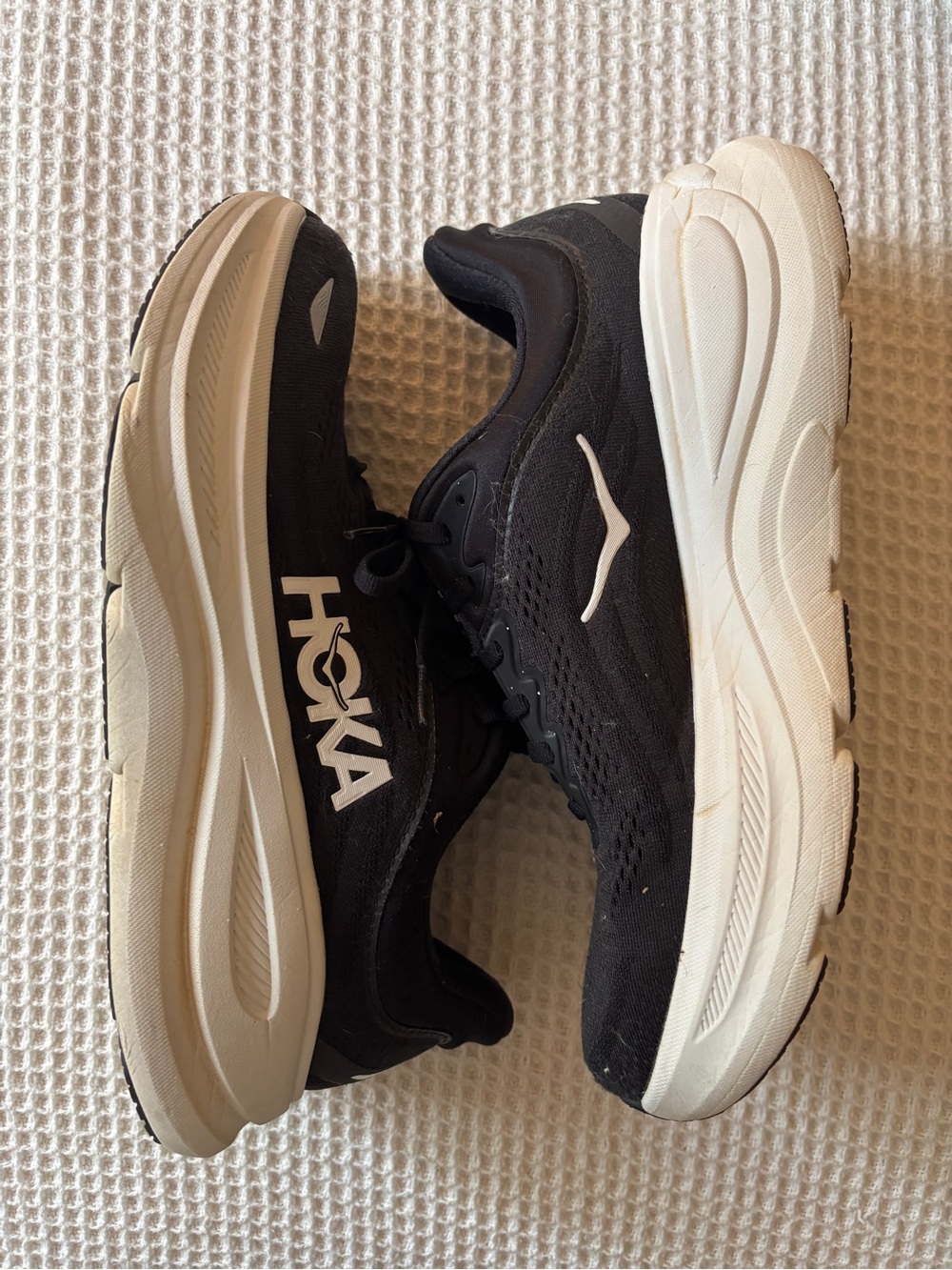 Hoka Bondi 9 Black and White Women’s  Athletic Running Shoes